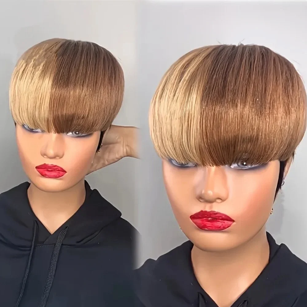 1B/27/33 Mixed Color Pixie Cut Human Hair Wig - Picture 2 of 7